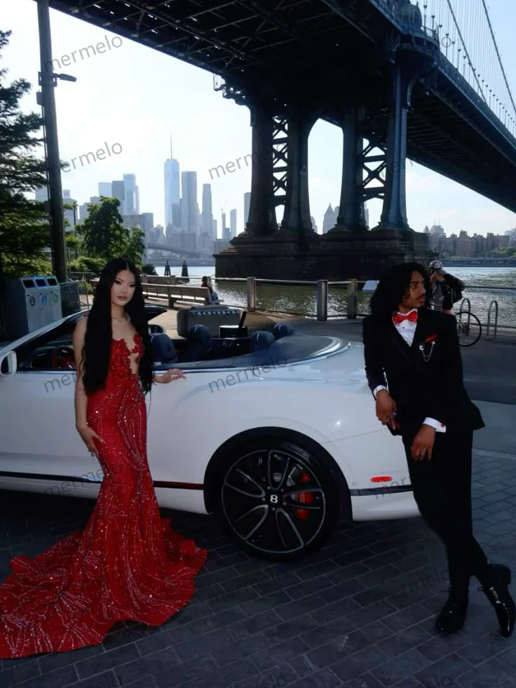 Sexy Red Prom Dress, Charming Prom Dress, Long Mermaid Prom Dress