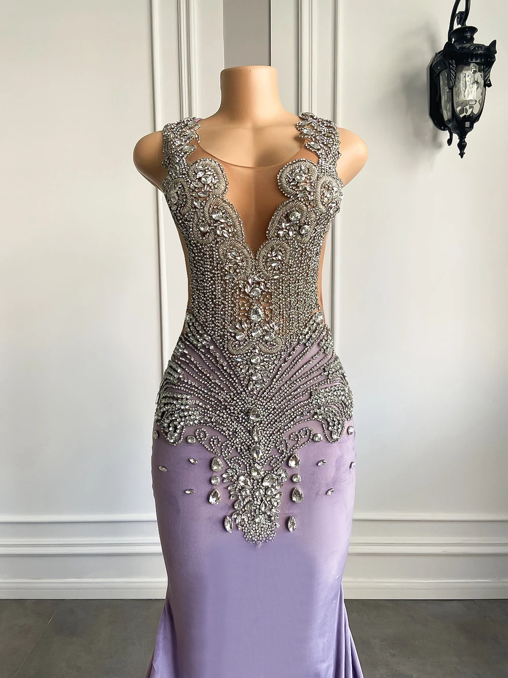 Long Sparkly Prom Dresses Gorgeous Sexy Mermaid Style Silver Diamond Black Girls Lavender Velvet Prom Gala Formal Gowns