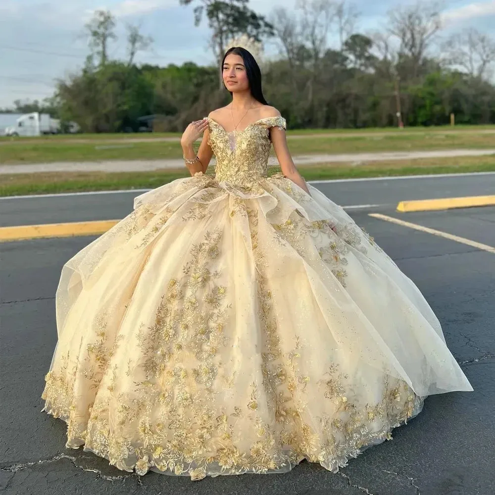 Exquisite Light Yellow vestidos de quinceañera Vestidos De 15 Anos Luxury Appliques Lace Formal Princess Party Gowns vestidos qu