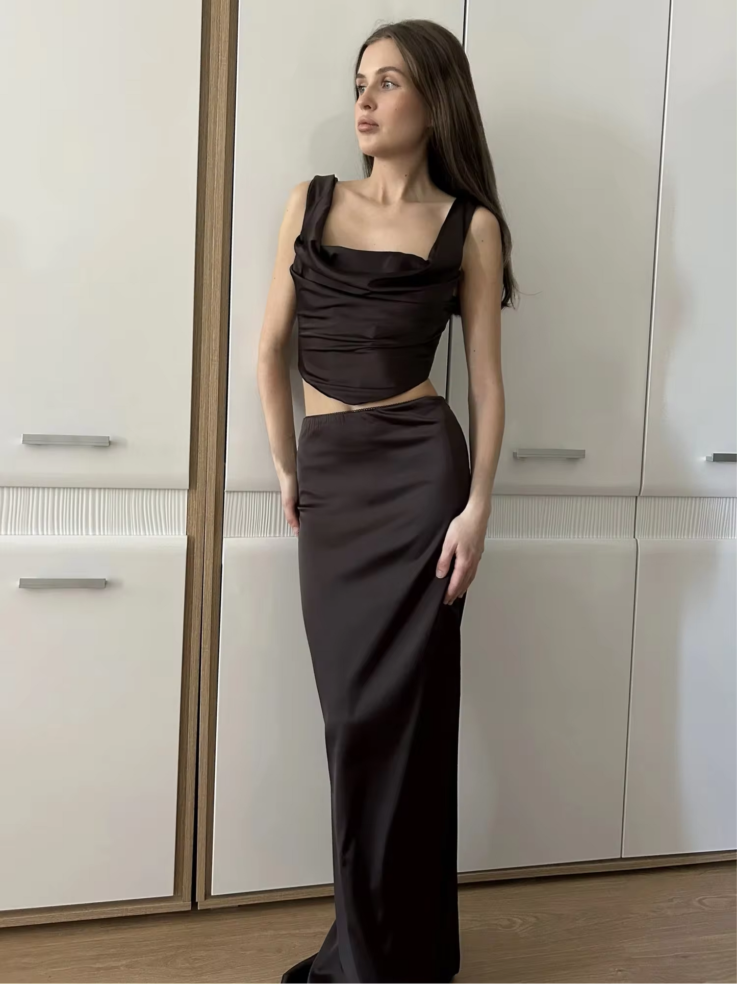 Elegant and Beautiful Womens Dresses Sexy Corset Cropped Top and Skirt 2 Piece Set Christmas New in Dresses