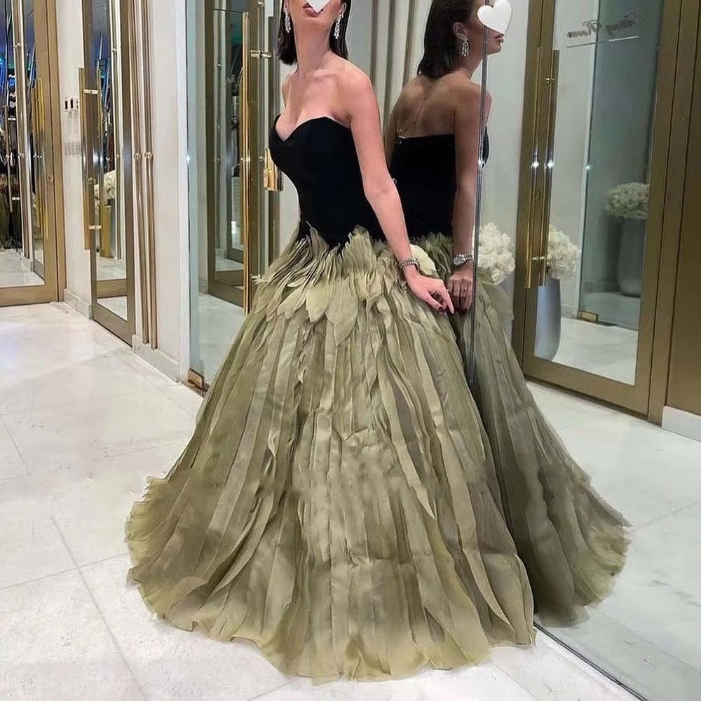 Luxury Feather A Line Prom Dresses Sexy Sweetheart Long Evening Party Dress Customized Women Celebrate Event Gowns