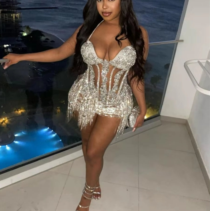 Shine Bling Diamond Prom Dress 2024 Sexy Black Girls Baddie Evening Dress Spaghetti Straps Club Cocktail Party Dress Birthday