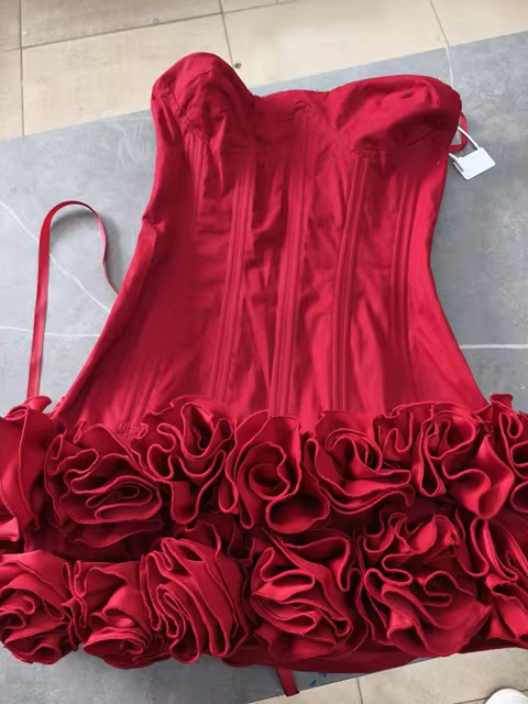 Women's Wedding Guest Evening Dresses Luxury 2024 Autumn Strapless Party Dress Fashion Flower Prom Gown