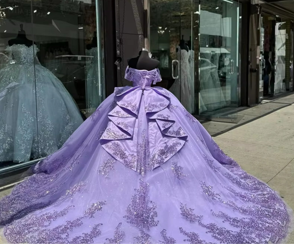 Shining Purple Quinceanera Dress 2024 Ball Gown With Beads Sequins Applique Birthday Party Sweet 16 Vestidos De 15 Años