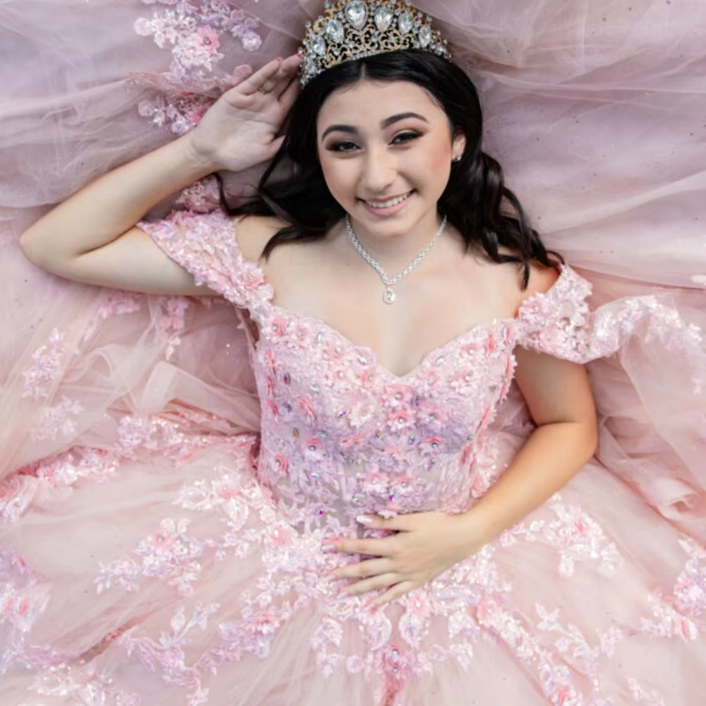 Pink Quinceanera Dress Ball Gown 3D Flower Applique Beads With Cape Sheer Corset Sweet 16 Dress Vestidos XV Años