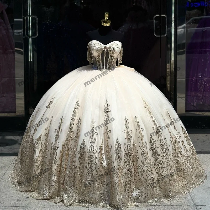 Pink Ball Gown Quinceanera Dresses Short Sleeves