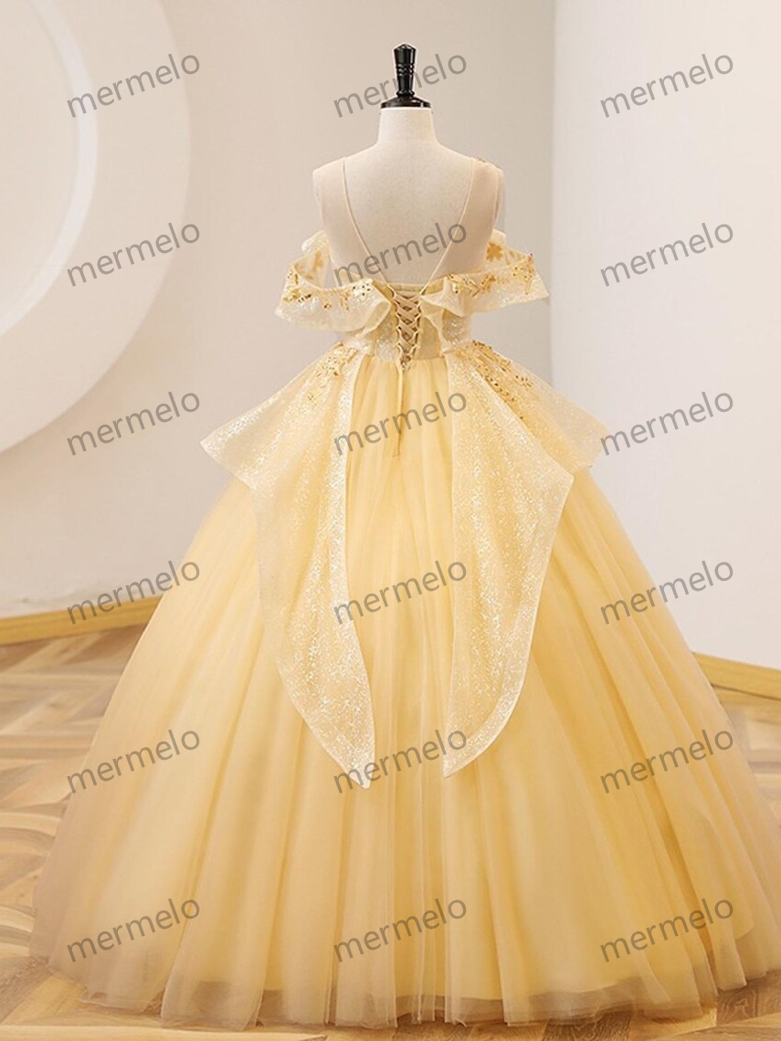 Yellow Prom Dress,Wedding Party Dress,Evening Ball Gown,Graduation Dress,Cocktail Dress,Christmas Dress,Princess Dress,A Line Prom Dress