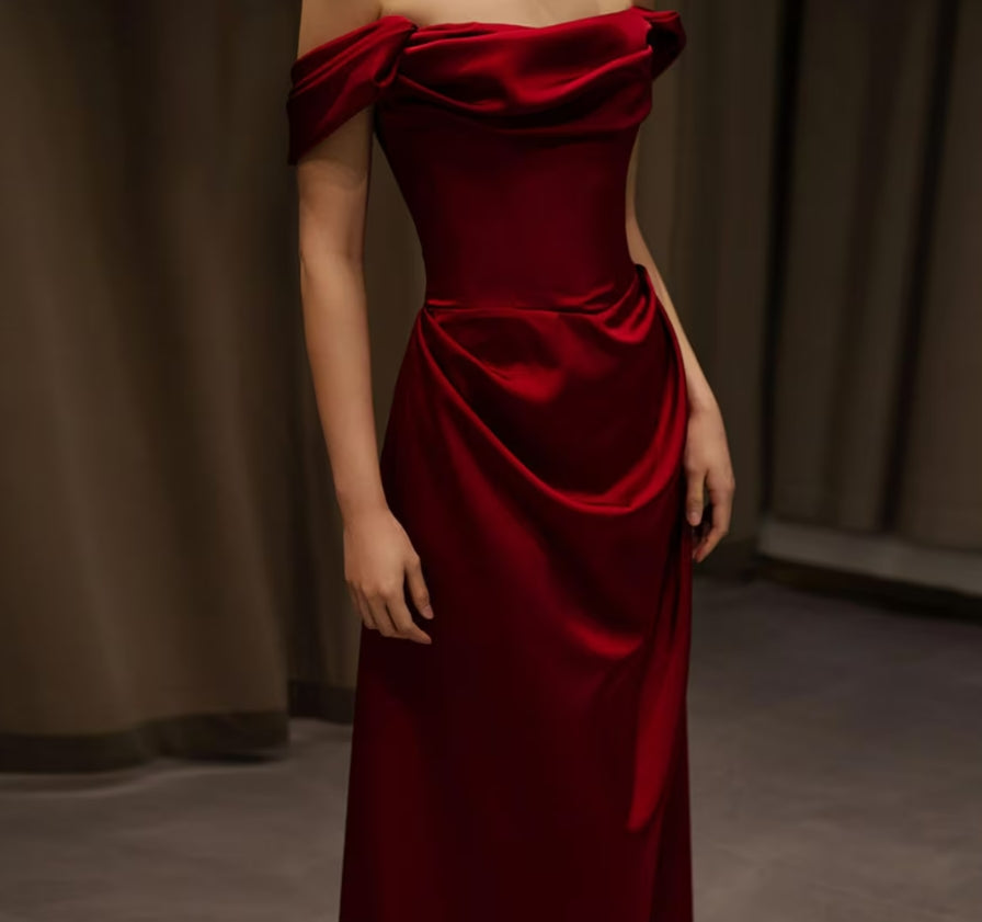 Evening Dresses, Formal Dresses, Evening Gowns, Prom Dresses,Off-Shoulder Plain A-Line Evening Gown Long Corset Prom Evening Formal Dresses