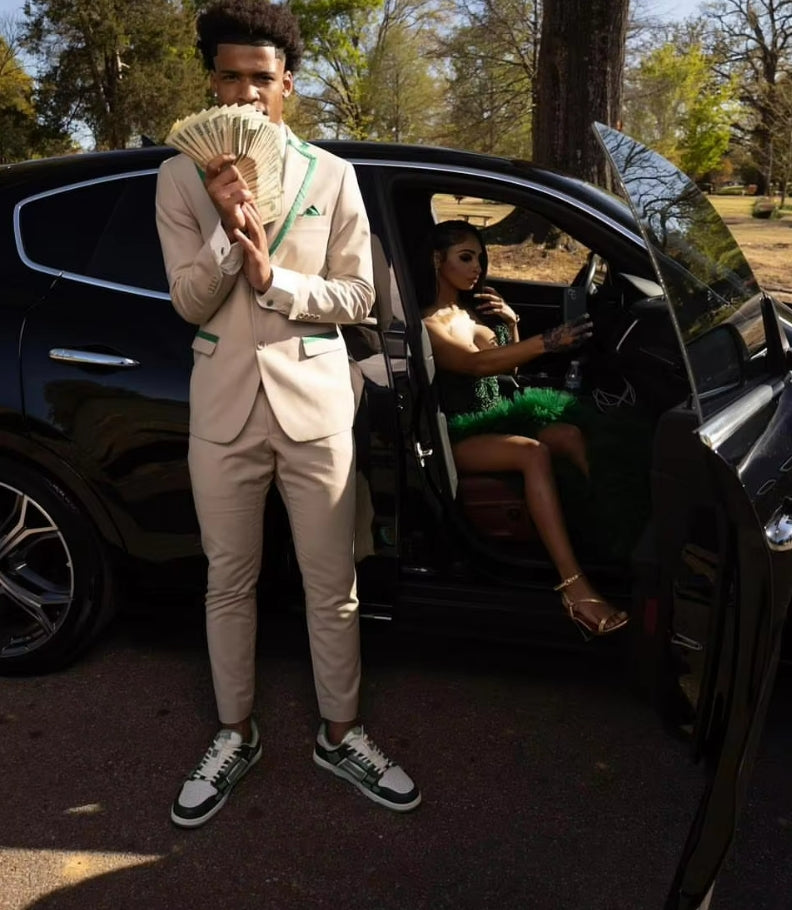 Customized Emerald Green Mermaid Prom Dress For Black Girls Sequin Rhinestone Beaded High Slit Ruffles Party Gala Gowns