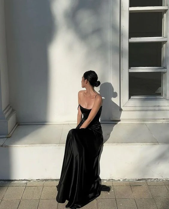 Sexy Mermaid Spaghetti Straps Black Birthday Dress 22th Birthday Outfits
