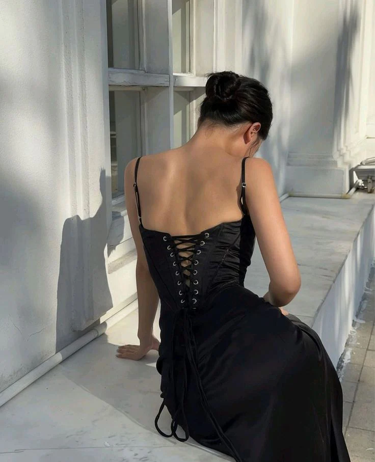 Sexy Mermaid Spaghetti Straps Black Birthday Dress 22th Birthday Outfits