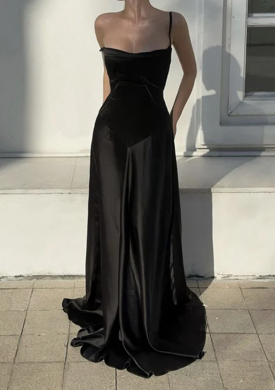 Sexy Mermaid Spaghetti Straps Black Birthday Dress 22th Birthday Outfits