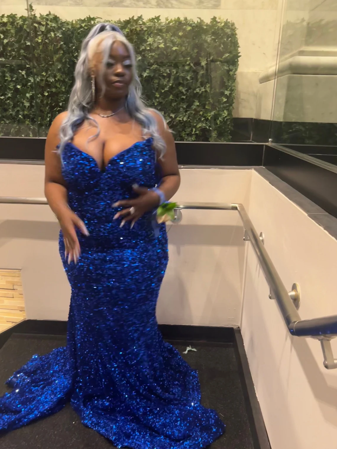 Royal Blue Long Sequin Prom Dress