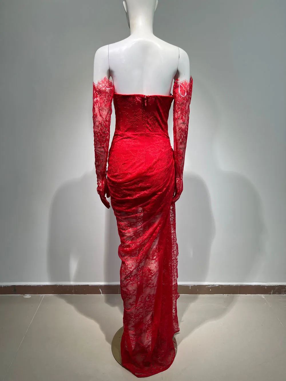 Customized Sexy Tube Top Gauze Lace Transparent Glove Wrap Hip Dress Party Dress Performance Dress