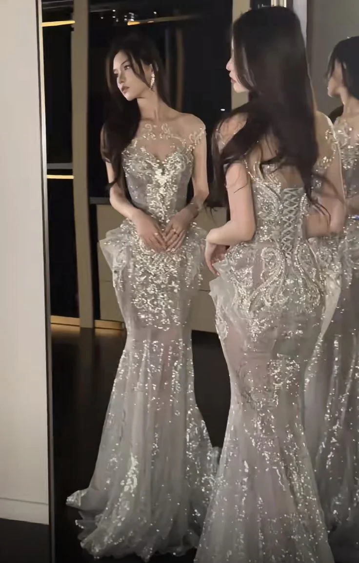 Mermaid Sequin Long Prom Dresses Sequin Party Dress