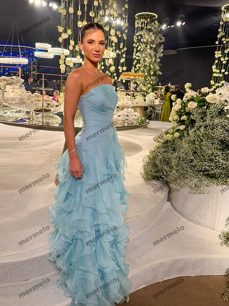 Tulle Ruffles Formal Prom Party Dresses A-line Backless Court Evening Prom Gown