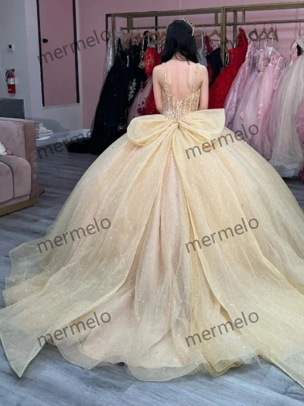 Champagne Ball Gown Quinceanera Dresses Princess Birthday Party Dress