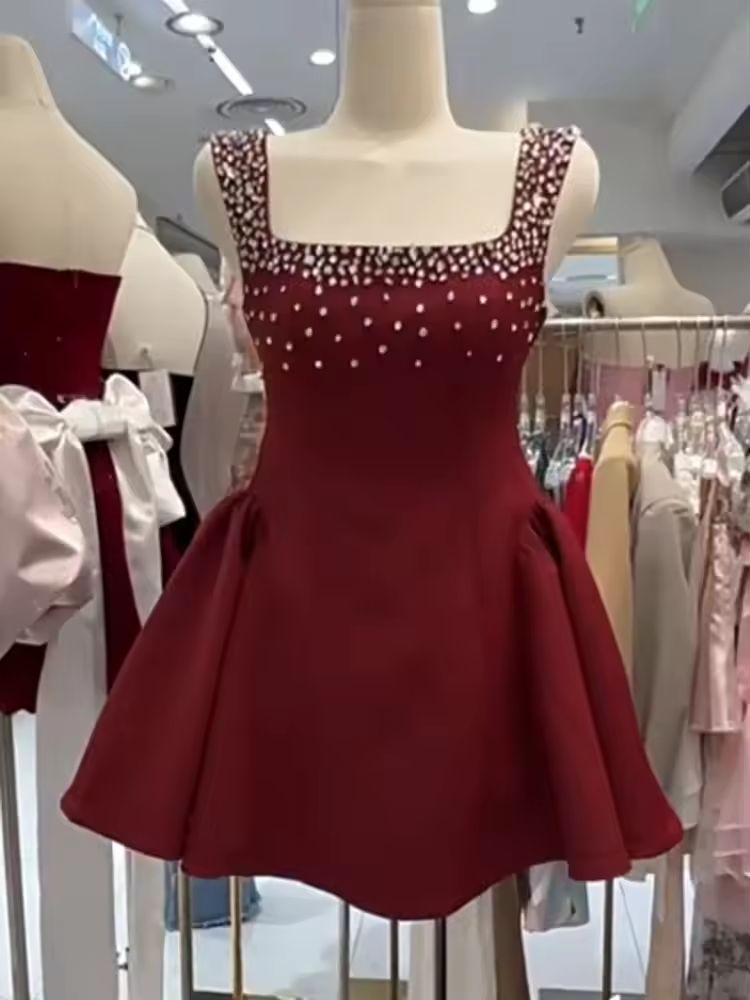Short Diamonds Splcing Sleeves Solid Women Dress Slim Patchwork Lace Up Strapless Party Dresses Fashion