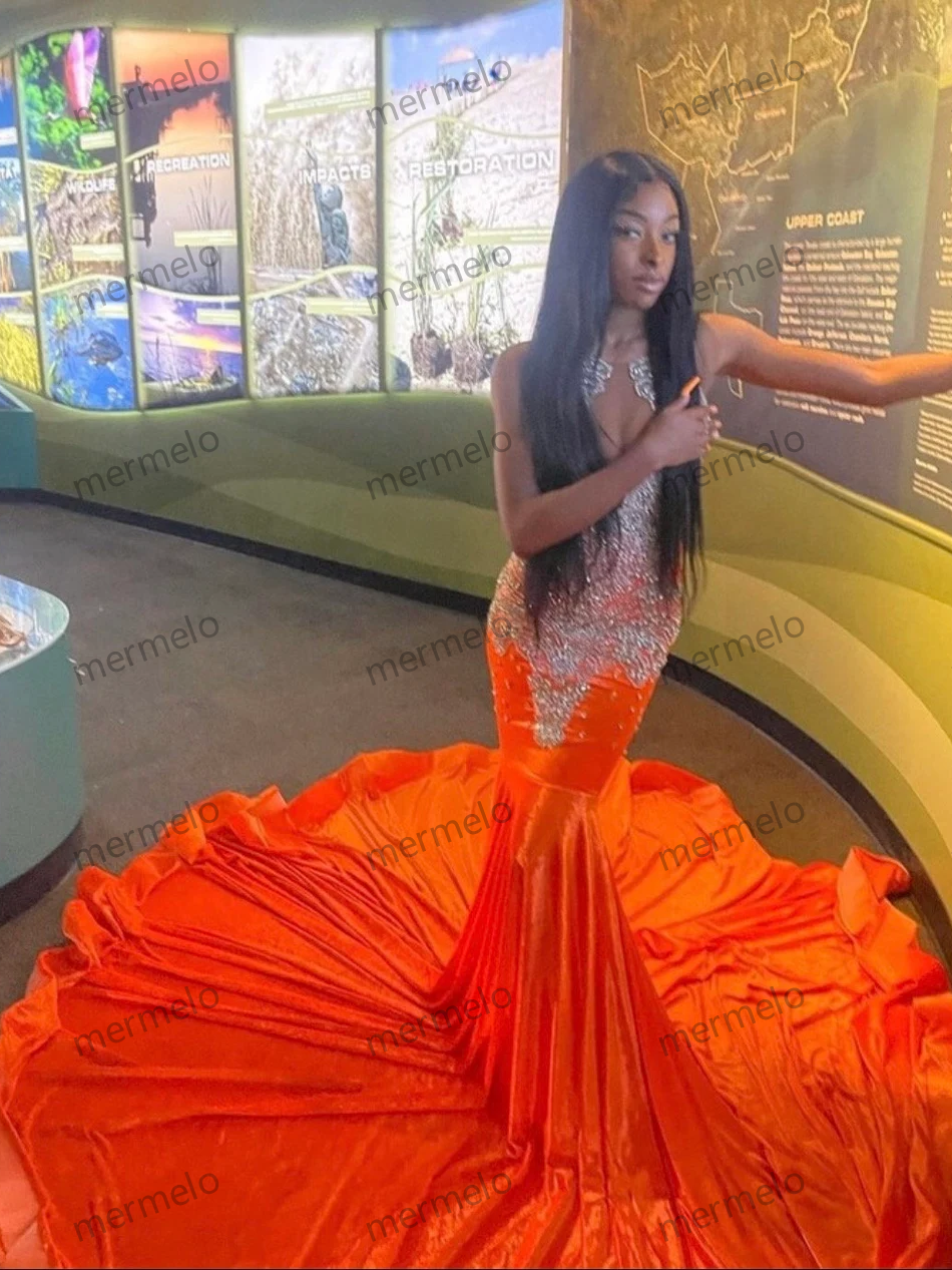 Orange long prom dress, sequins mermaid dress, wedding dress, party dress ,photo shoot dress, bridal dress