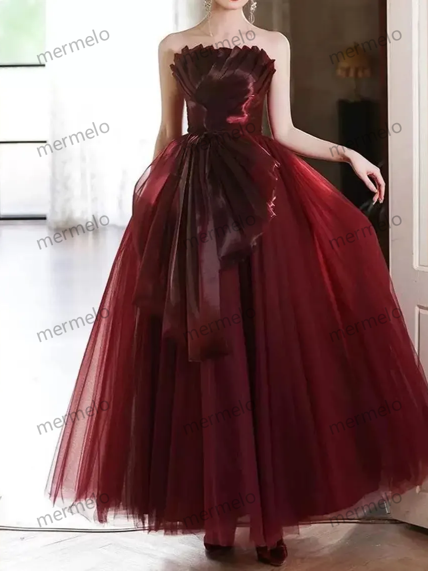 Red Tube Prom Dress, Tulle Prom Dress, Lace Prom Dress, Cocktail Party Dress, Evening Dress, Long Ball Gown, Princess Dress, Party Dress