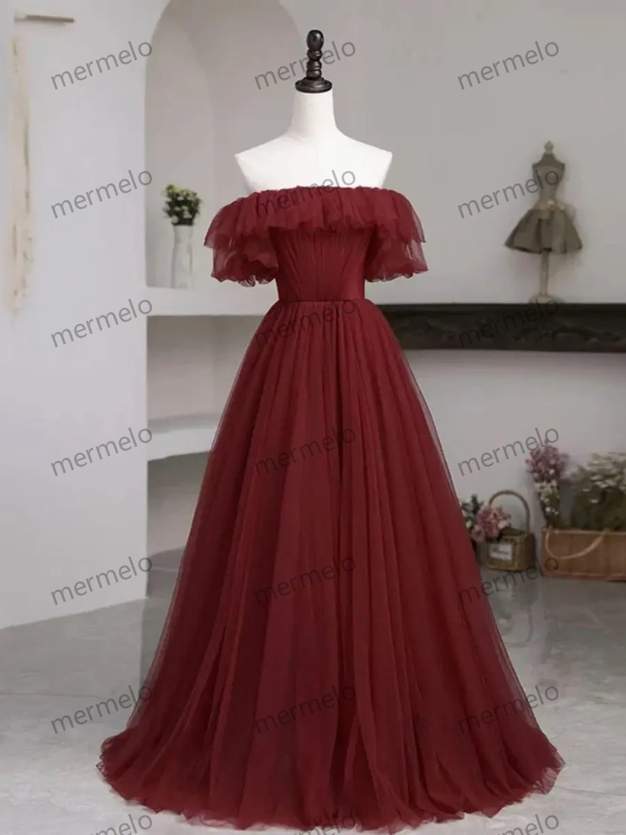 Red Tulle Prom Dress,Evening Prom Dress,Weddding Birthday Graduation Bridesmaid Party Dress,Cocktail Dress,Fairy Ball Gown,Princess Dress