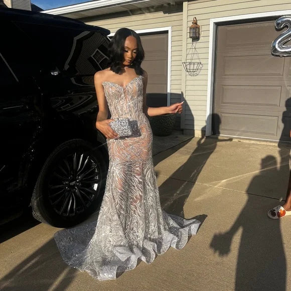 Silver prom dress