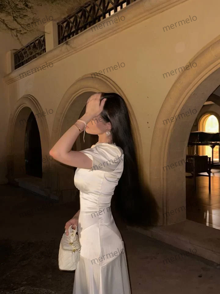 White Long Prom Dress, Elegant Evening Party Dress