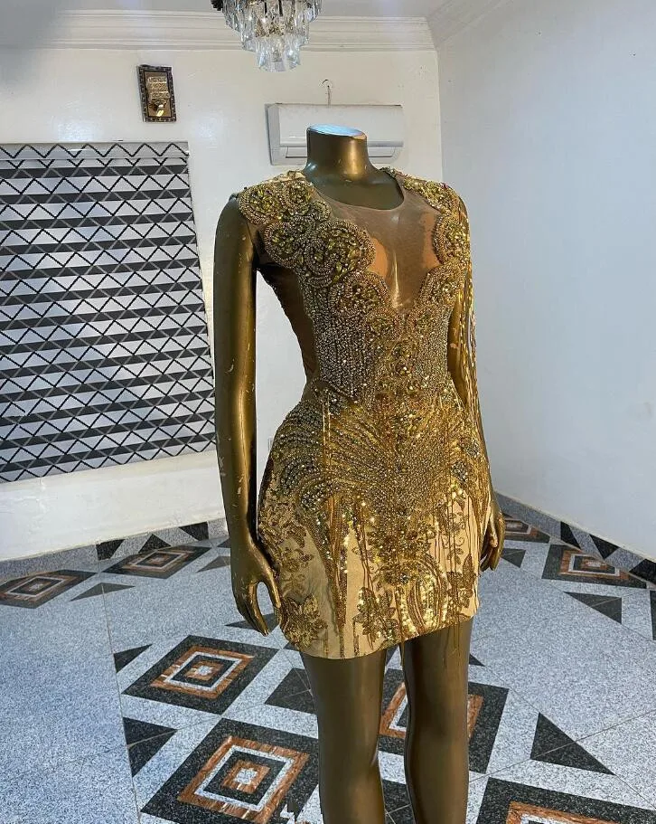 Sparkly Gold Black Girl Prom Dress for Women Luxury Diamond Crystal Tassel Gillter Birthday Homecoming Gown