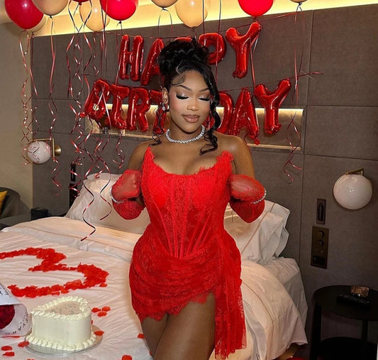 Mermaid Birthday Evening Dress for Black Girl Strapless Lace Short Prom Gowns Africa for Special Club Party Occasion Gown