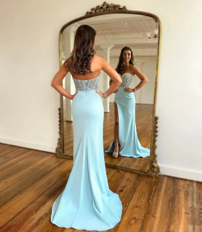 Plus size Elegant Womens V-neck Slit Evening Dress