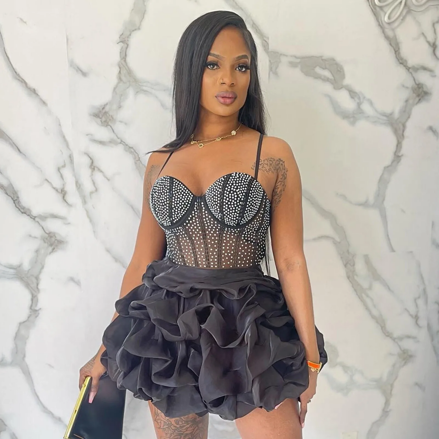 New Women Summer Strap Mesh Patchwork Diamonds Sexy Party Ball Gown Dresses 2024 Fashion Rhinestone Night Club Cake Dress White