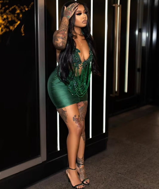 Emerald Green Short Prom Vestidos Tassels Beading Senior Party Mini Cocktail Party Gowns Birthday Luxury Dress