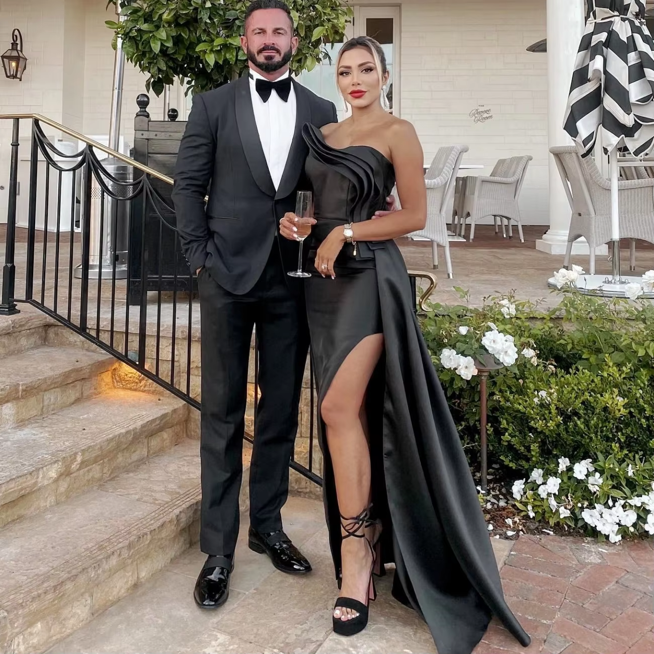 Black Sexy Prom Dresses Strapless High Slit Women Evening Formal Dress Custom Made Mermaid Wedding Party Gowns
