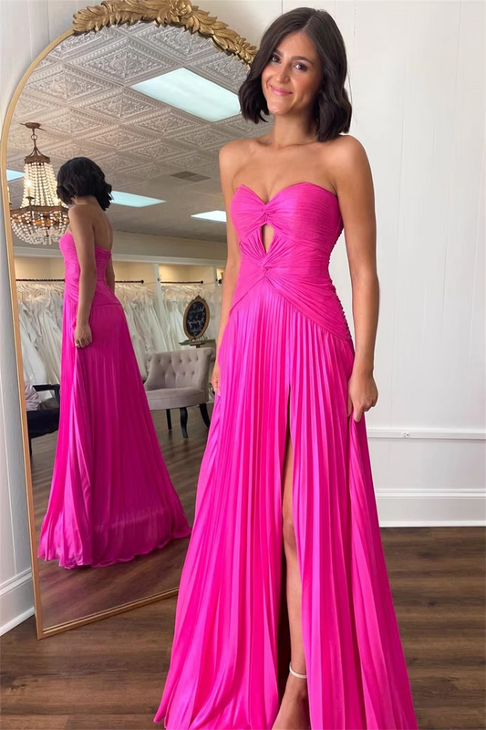Chiffon Sweetheart Design Bridesmaid Dresses With Split Formal Evening Dress Pleated Corset Sleeveless Ball Gowns