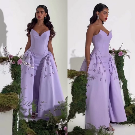 Customized Classic Modern Style Formal Evening Strapless Ball Gown Appliquess Bespoke Occasion Dresses