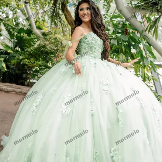 Sage Green Ball Gown Quinceanera Dresses