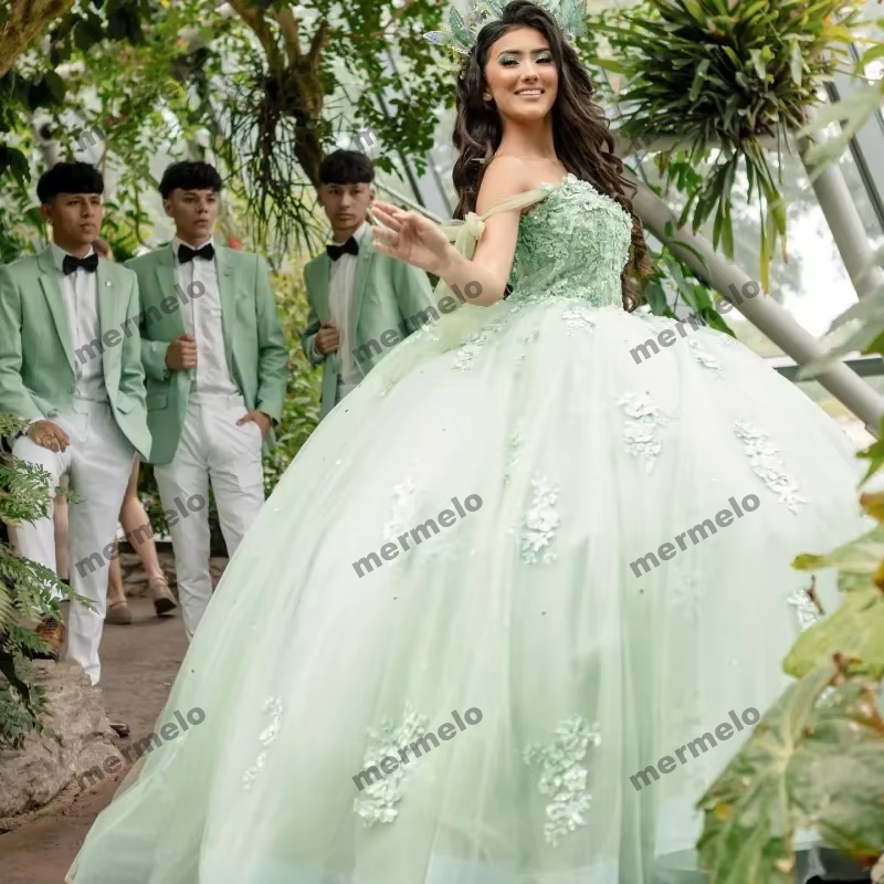 Sage Green Ball Gown Quinceanera Dresses