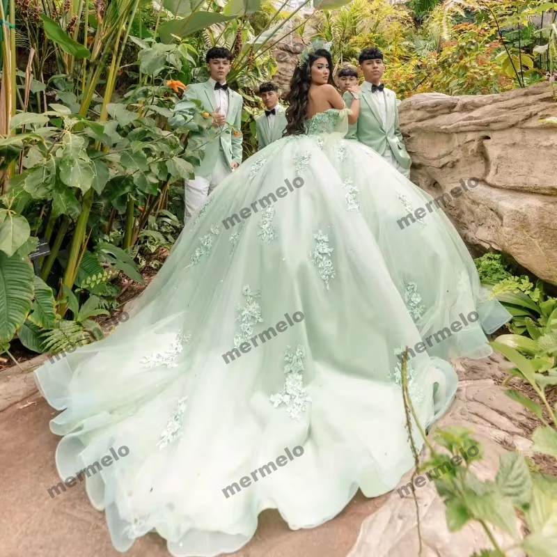 Sage Green Ball Gown Quinceanera Dresses