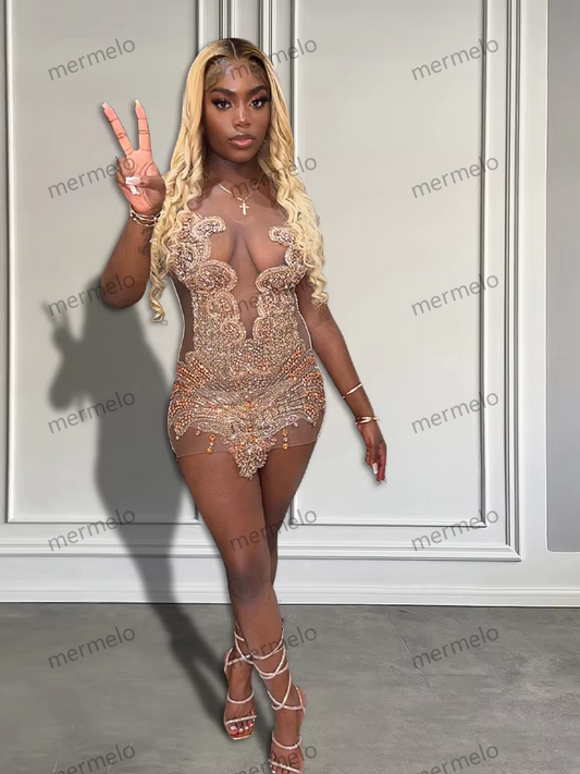 Sparkly Rhinestones Crystal Prom Dresses Short for Birthday Luxury