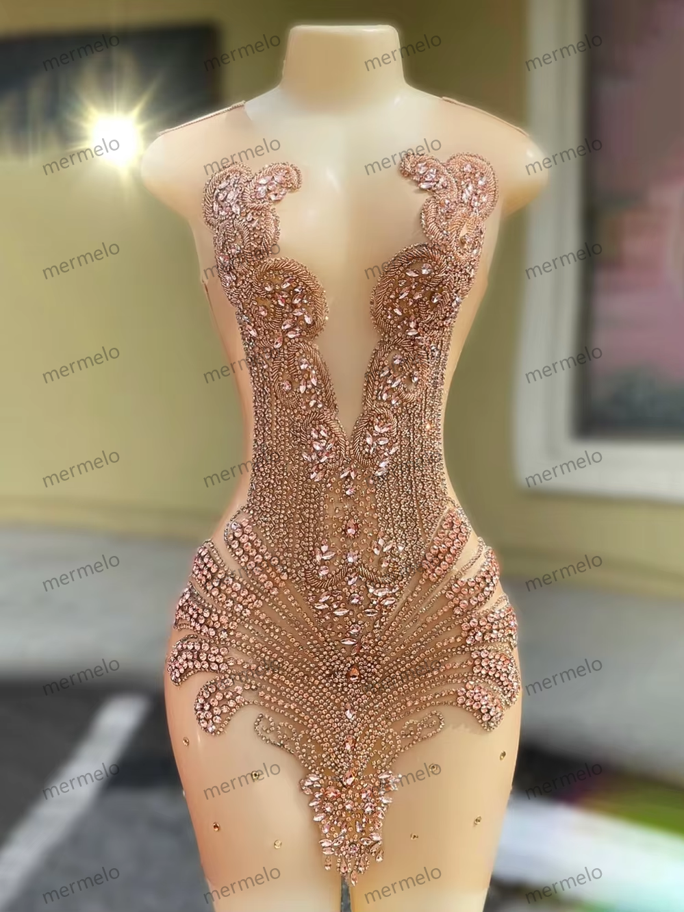 Sparkly Rhinestones Crystal Prom Dresses Short for Birthday Luxury