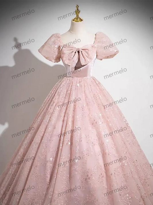 Pink Princess Ball Dress,Formal Prom Dress,Fairy Prom Dress,Wedding Dress,Formal Woman Dress,Cocktail Dress,Birthday Graduation Party Dress
