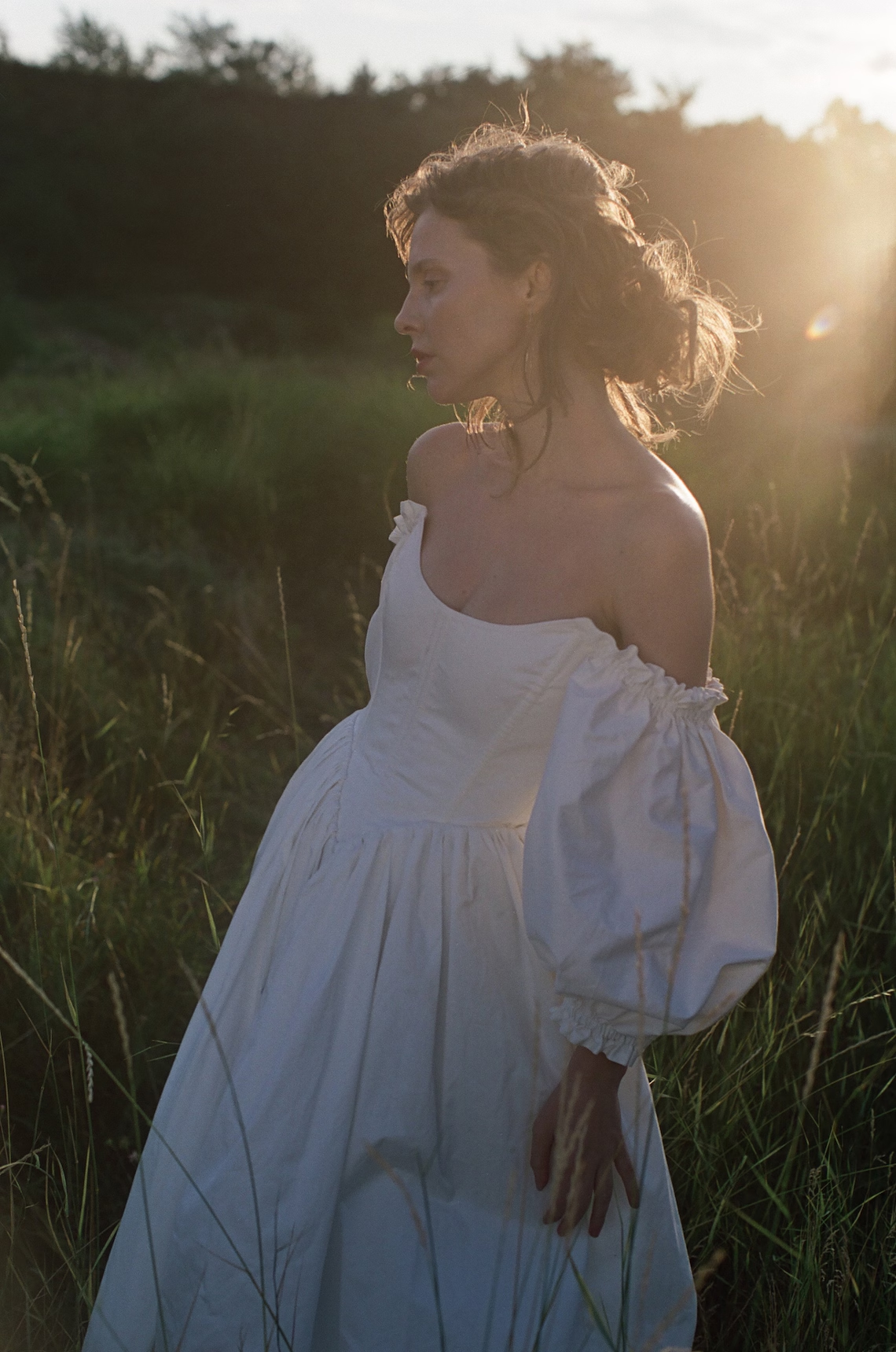 Puff sleeves dress, reversible dress, wedding dress