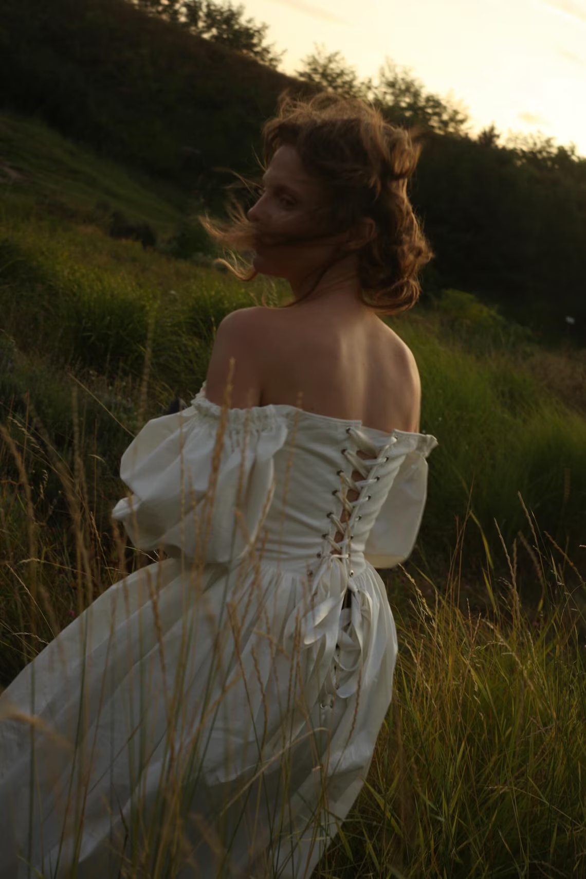 Puff sleeves dress, reversible dress, wedding dress