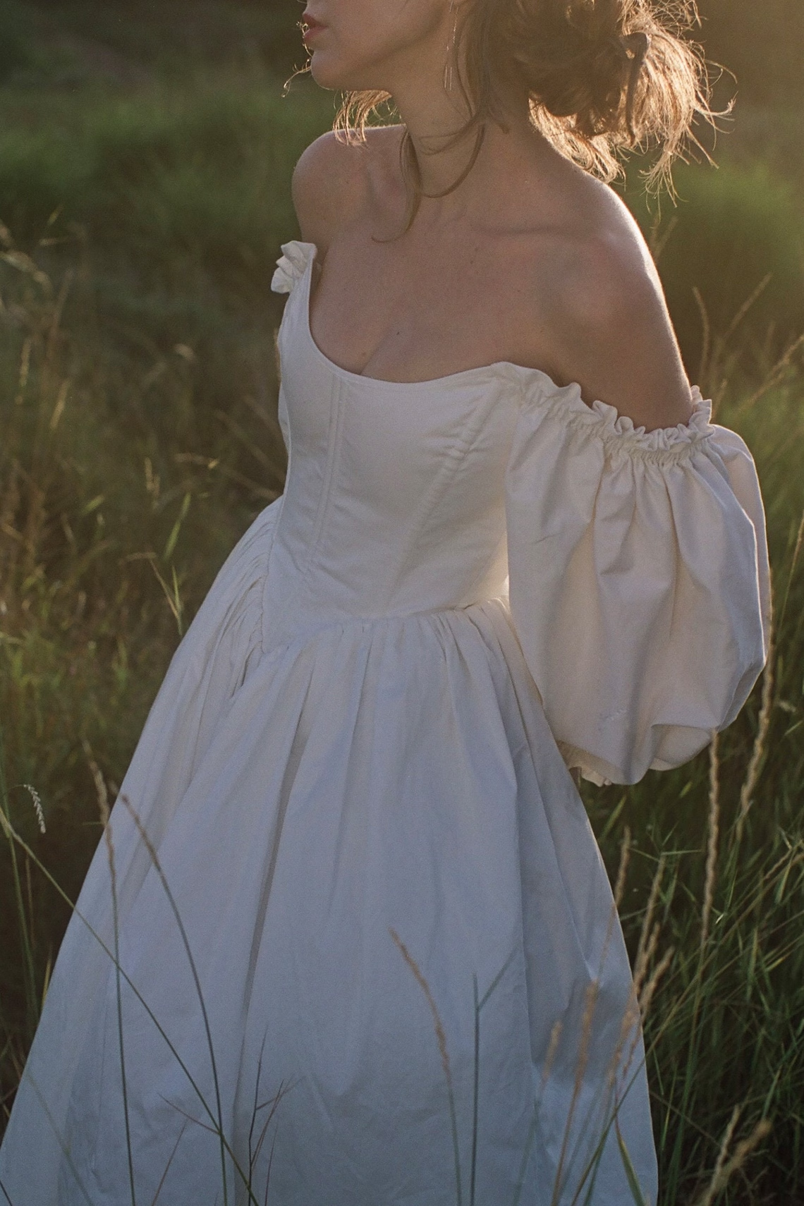 Puff sleeves dress, reversible dress, wedding dress