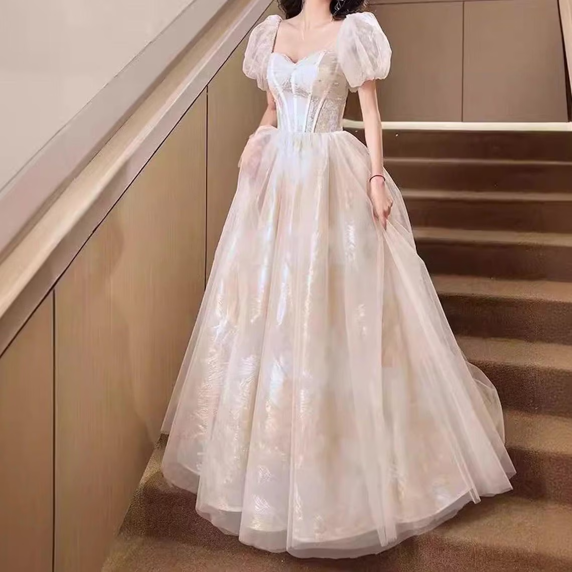 Luxury Champagne Evening Dress,Sweetheart Birthday Graduation Bridesmaid Dress,Cocktail Dress,Fairy Ball Gown,Wedding Party Gowns,Prom Dress