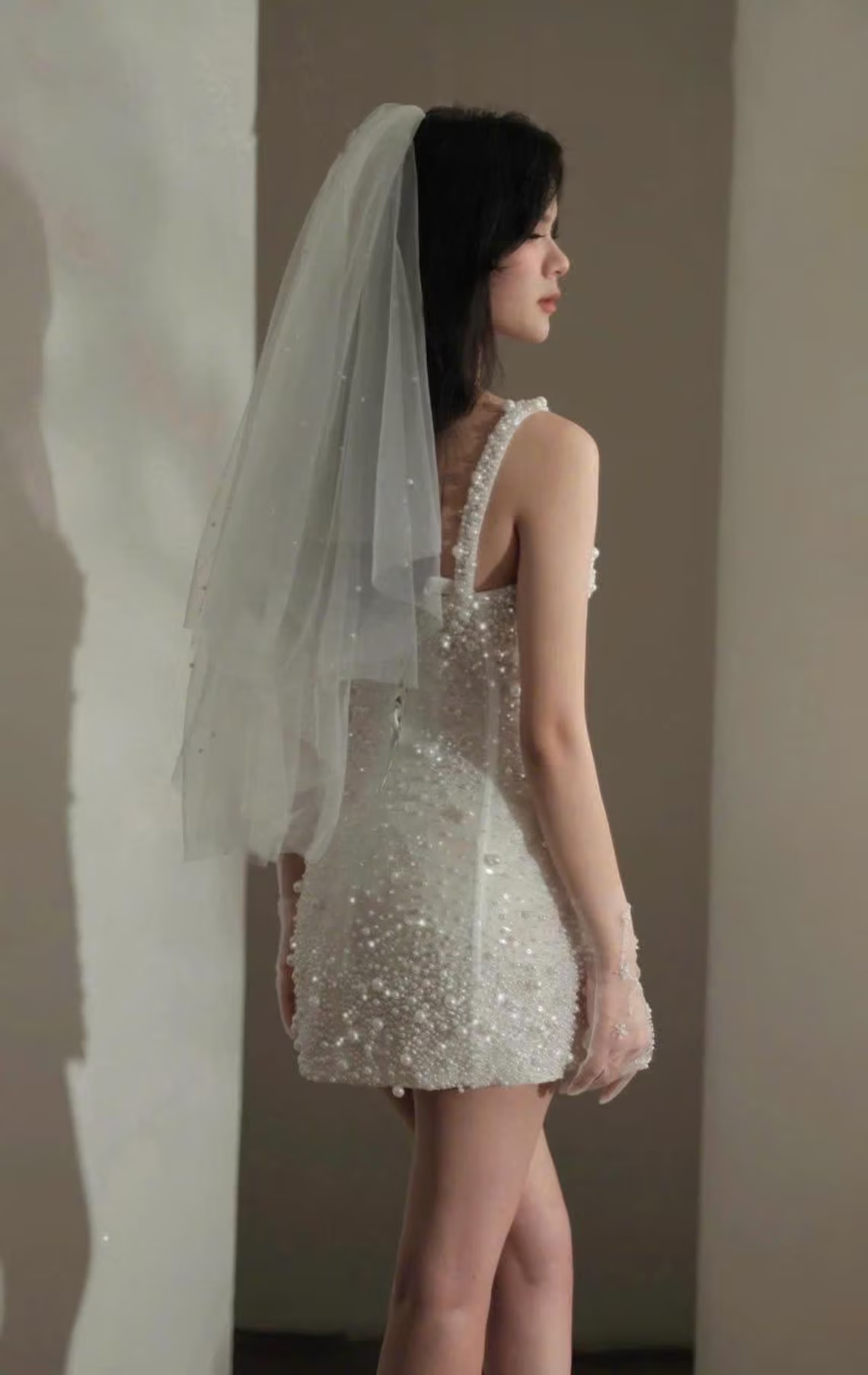 Pearl Wedding Dress/ Ivory Dress/ Bridal Dress/ Engagement Dress/ Mini Wedding Dress/ Plus size Dress/ Gift For Her/ Sleevesless Dress