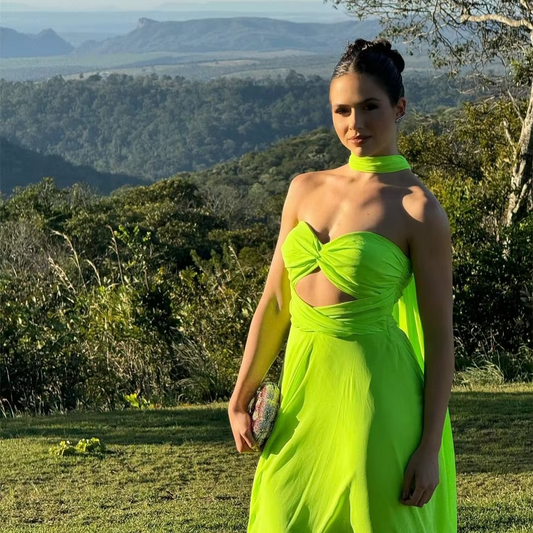 Customized Long Green Chiffon Pleated Evening Dresses A-Line Strapless فساتين سهرة Floor Length Zipper Back Prom Dress for Women