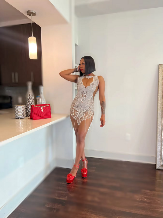 Silver Sheer Diamond Short Prom Dresses Black Girls Birthday Party Dresses Beaded African Cocktail Dresses Homecoming Customized