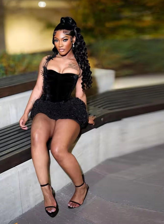 Sexy Ruffles Cocktail Dresses Mini Black Short Prom Dress Corset Mini Dress Night Club Specila Occasion Dresses Customized