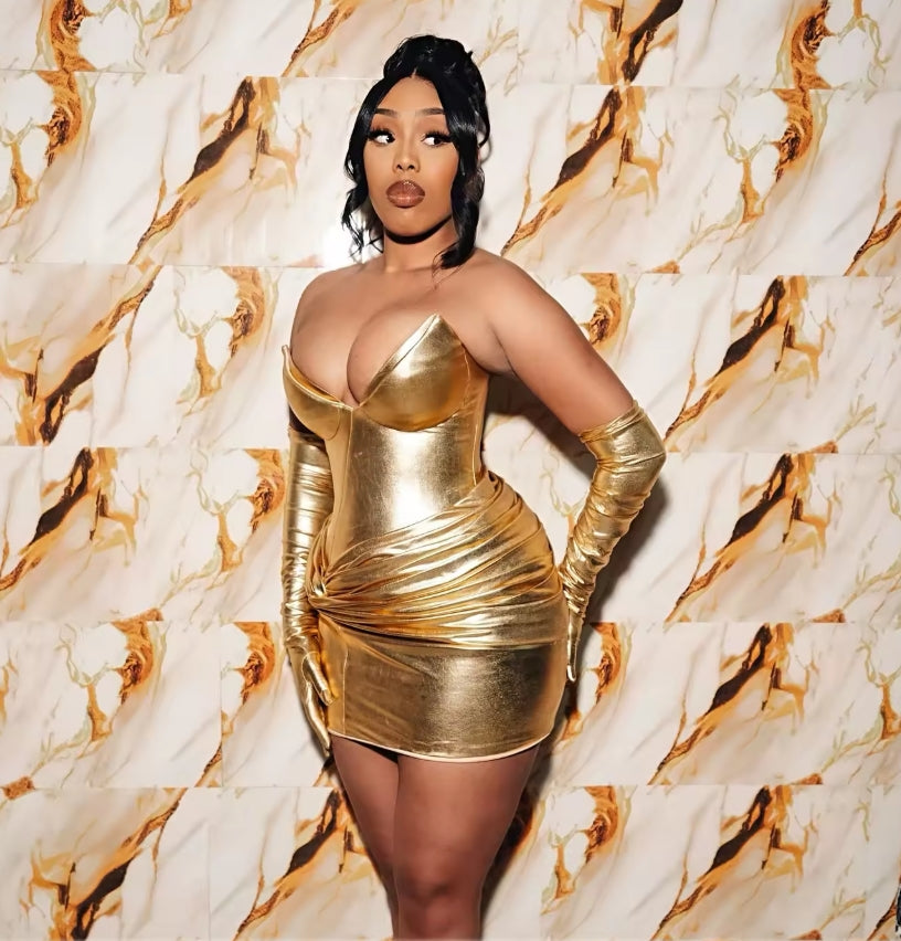 Gold Pleat Short Prom Dresses 2025 Sexy Evening Dress African Black Girl Birthday Party Mini Cocktail Customized